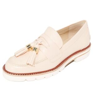 Women’s Stuart Weitzman Manila Tassel Loafers in Bone Polished Calf - Size 6